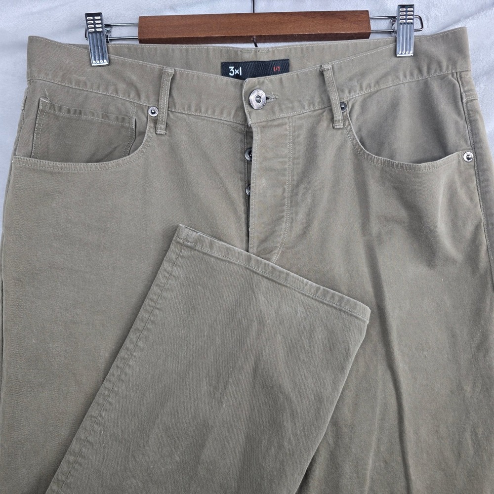3x1 NYC‎ Mens Khaki Denim Straight Leg Button Fly Casual Pants Size 34x32